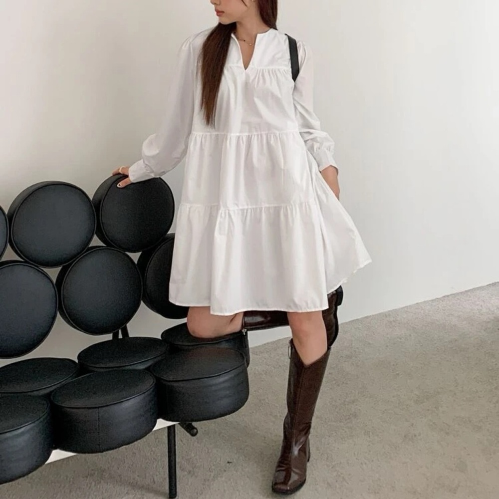 White summer smock dress